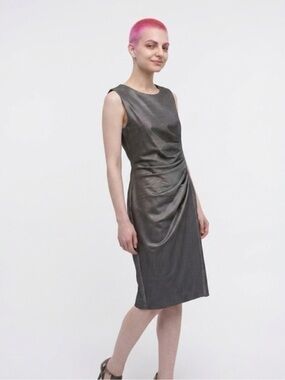 MaxMara  Gray Ruched Midi Dress